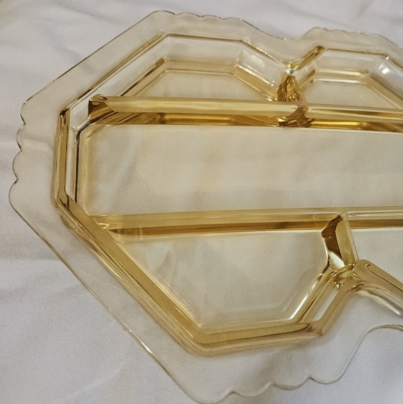 Rare Topaz Yellow Fostoria Mayfair 5-Part Smooth Glass Oblong Relish Dish Tray - Picture 15 of 16